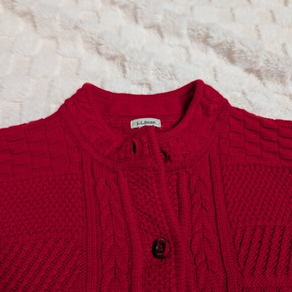 L.L Bean 100% cable knit button down cardigan - Picture 6 of 10